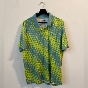 Lacoste Men's Polo in Green and Blue Pattern